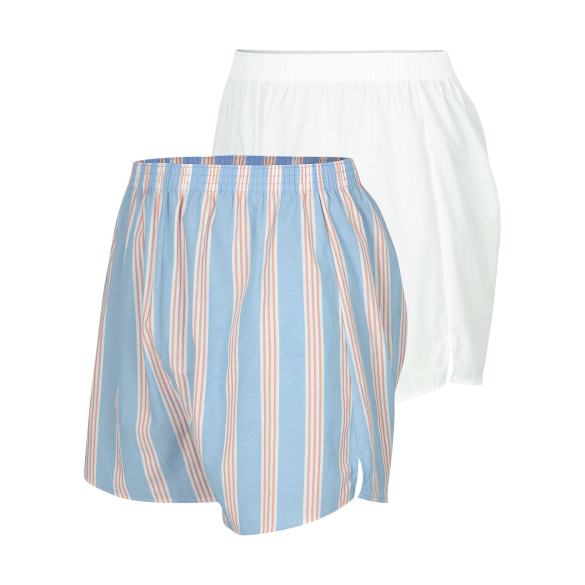 Thumbnail Lot de 2 boxers longs en coton multicolores unis avec une taille élastiquée - Image 3