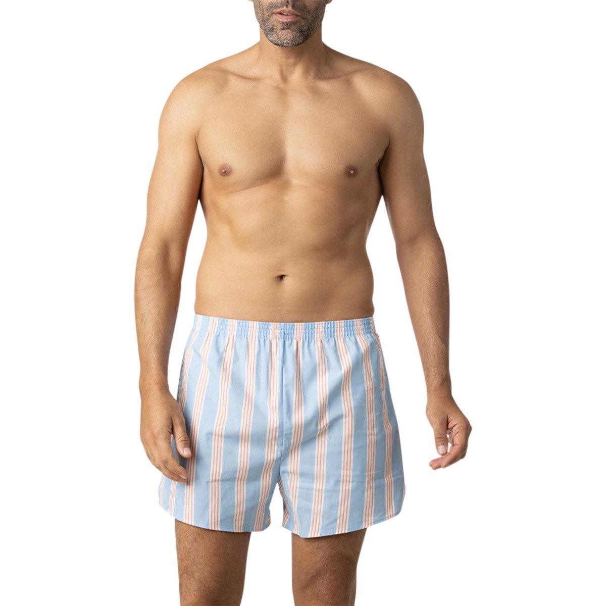 Thumbnail Lot de 2 boxers longs en coton multicolores unis avec une taille élastiquée - Image 4