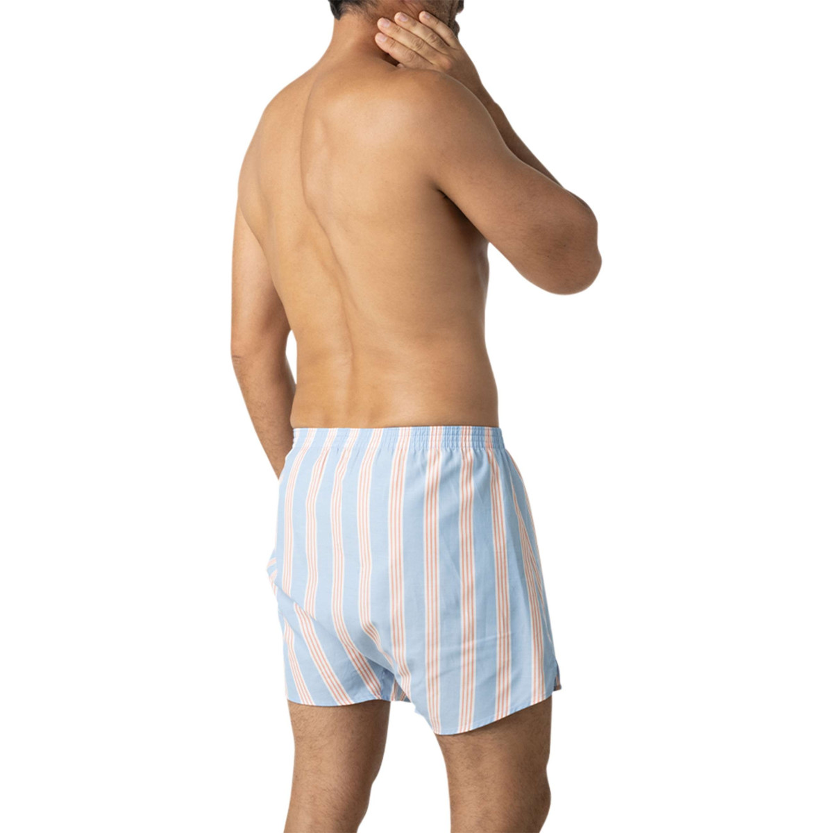Thumbnail Lot de 2 boxers longs en coton multicolores unis avec une taille élastiquée - Image 5