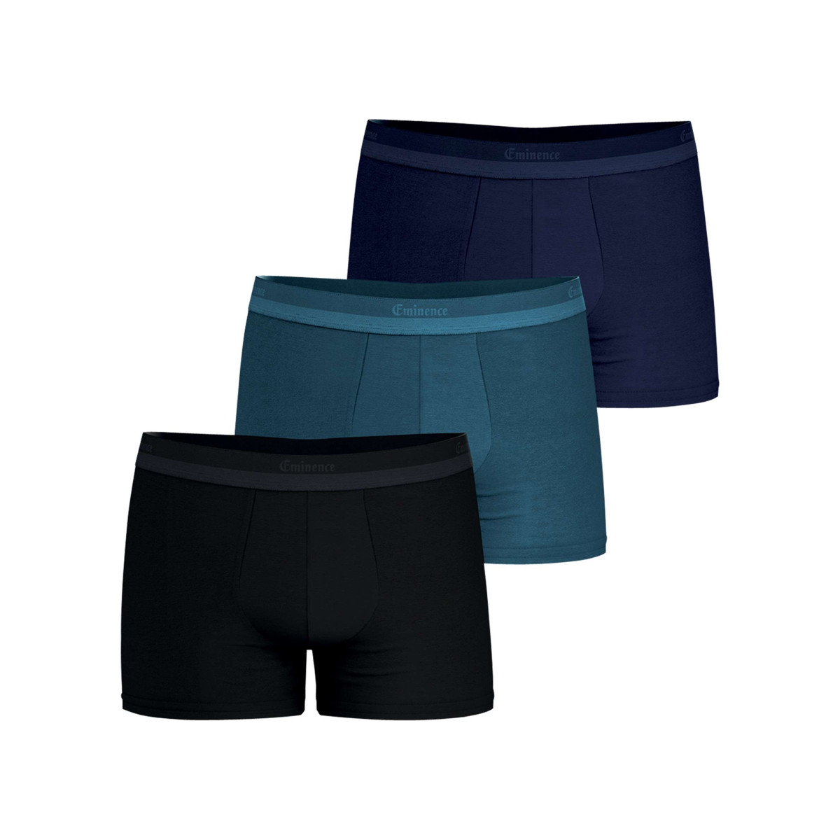 Lot de 3 boxers en coton multicolores unis avec une taille élastiquée