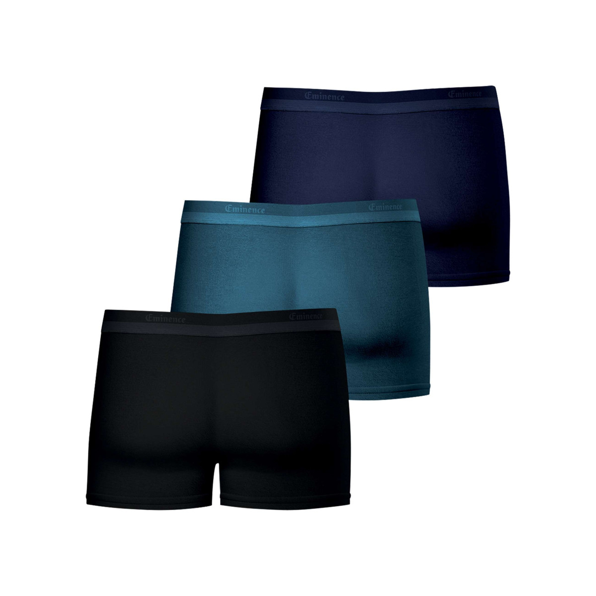 Thumbnail Lot de 3 boxers en coton multicolores unis avec une taille élastiquée - Image 2