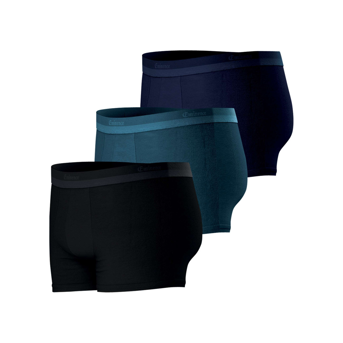 Thumbnail Lot de 3 boxers en coton multicolores unis avec une taille élastiquée - Image 3
