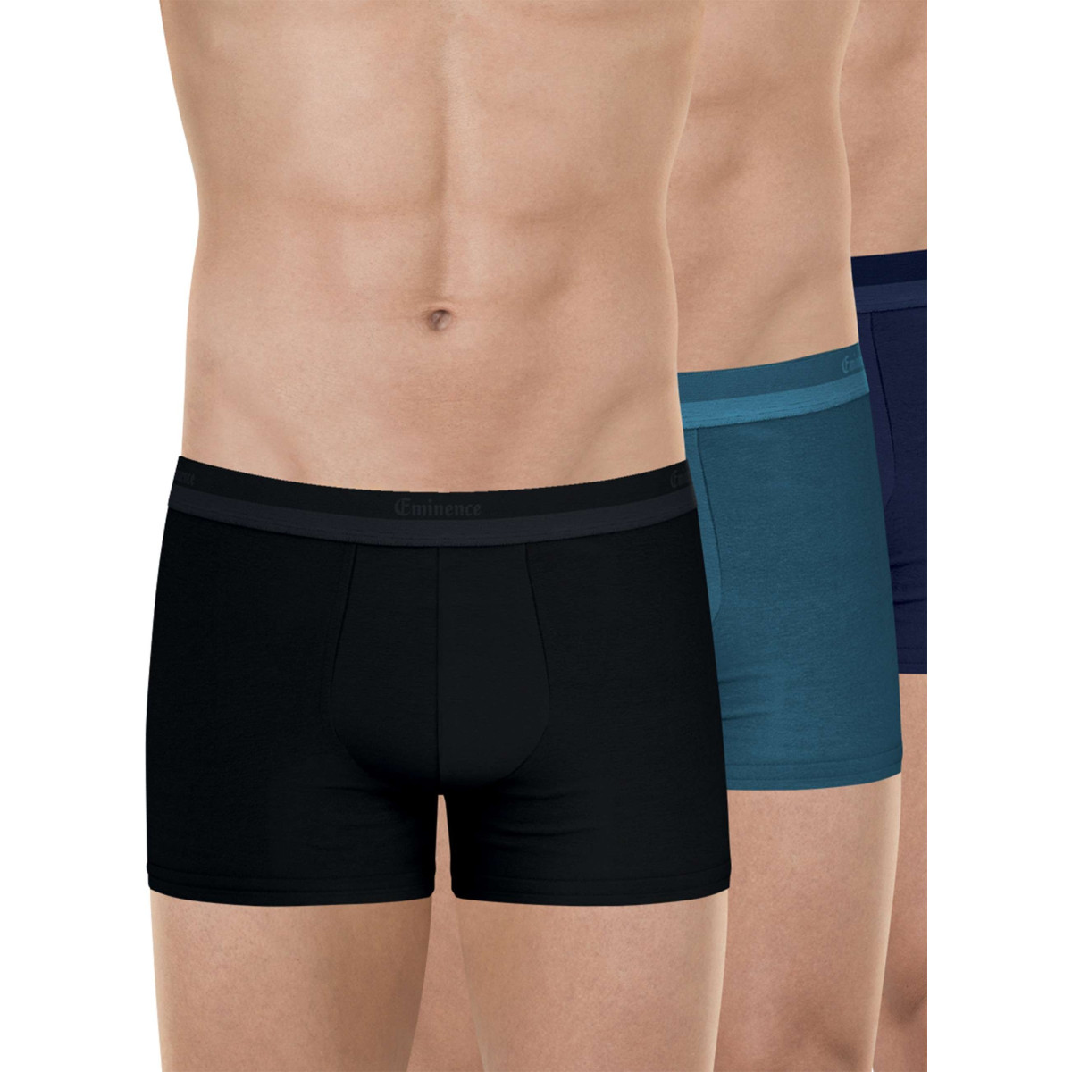 Thumbnail Lot de 3 boxers en coton multicolores unis avec une taille élastiquée - Image 6