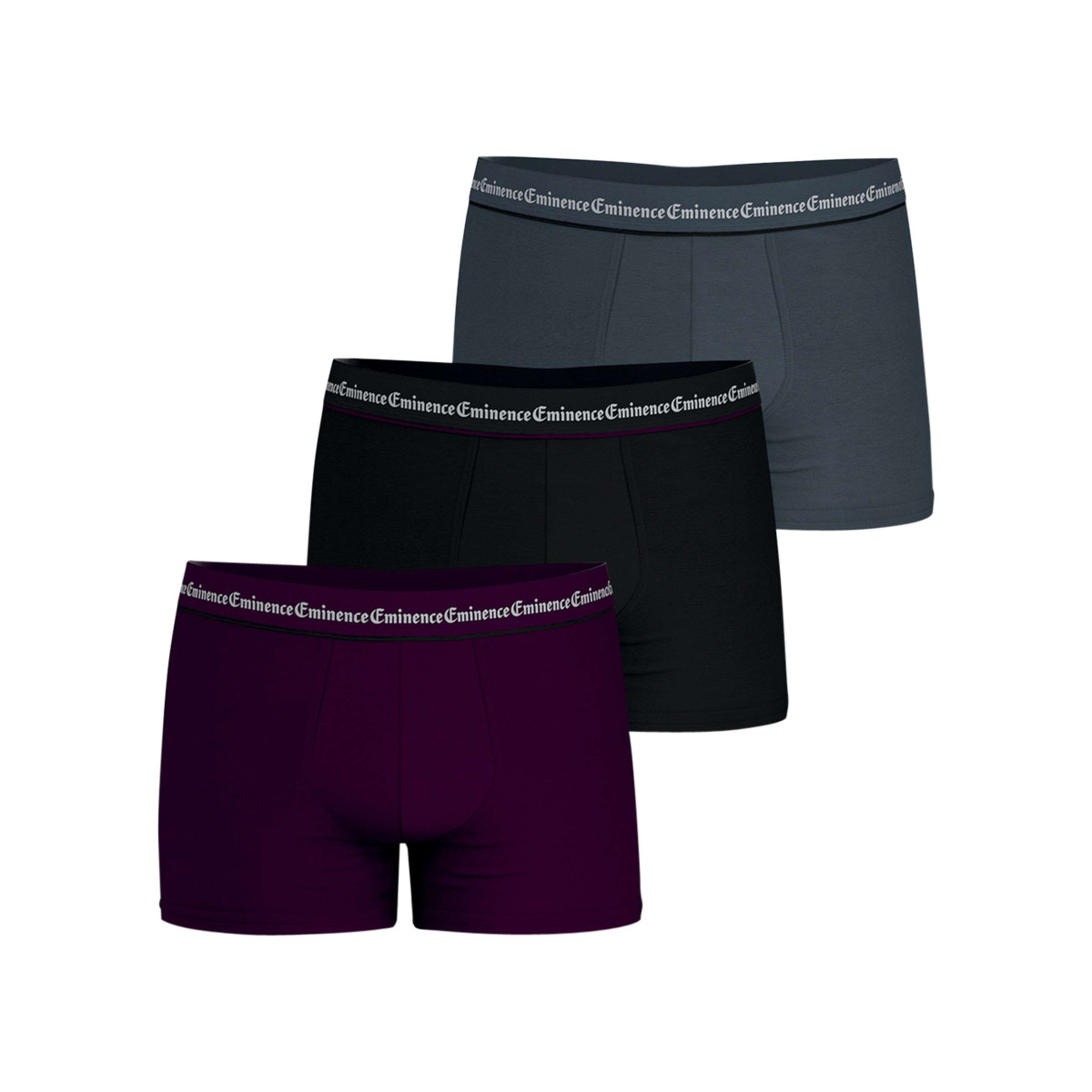 Lot de 3 boxers en coton multicolores unis pourvus d'une taille élastiquée