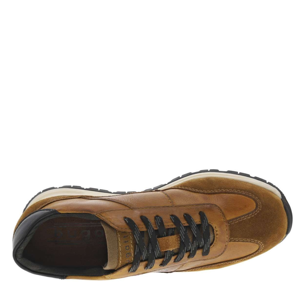 Thumbnail Sneakers en cuir cognac à talon plat avec lacets bicolores et logos de la marque - Image 4