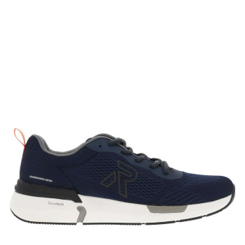 Baskets running bleu marine à talon plat avec des lacets noirs