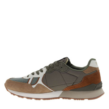 Baskets running Brit Must M en cuir kaki à talon plat avec des lacets