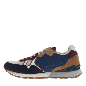 Baskets running Brit Back M en cuir bleu marine à talon plat avec des lacets