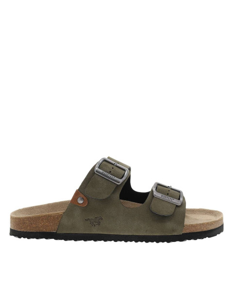Mules kaki à talon plat...