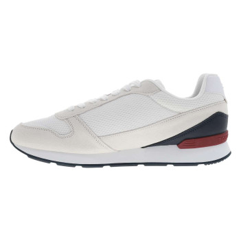 Baskets running blanches en cuir avec un talon plat et des lacets