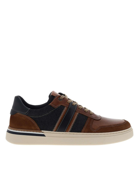 Tennis en cuir jean et tan...