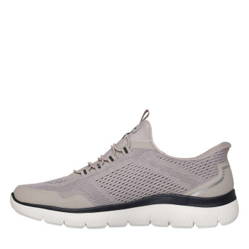 Baskets running taupe à semelle plate avec une fermeture slip-on