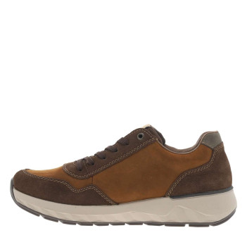 Sneakers en cuir marron à talon plat avec des lacets et un zip latéral