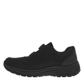Sneakers en cuir noires à talon plat et à bandes auto-agrippantes