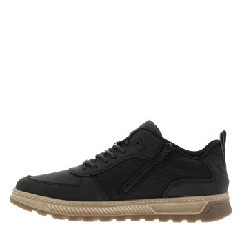 Sneakers noires à talon plat avec un zip et des lacets ronds