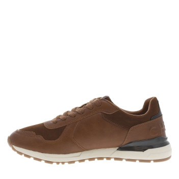 Baskets running cognac à talon plat avec des lacets et logo cousu