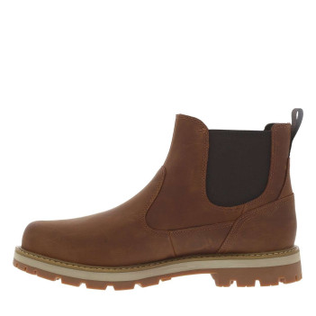 Boots camel pourvues de soufflets élastiqués et du logo de la marque