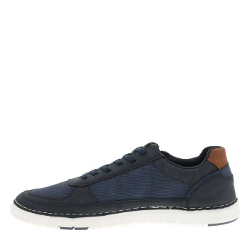 Sneakers bleu marine à talon plat avec des lacets et un zip latéral