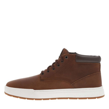 Sneakers en cuir marron à talon plat avec des lacets ronds et logo embossé