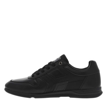 Sneakers noires à talon plat avec logos blancs et lacets plats