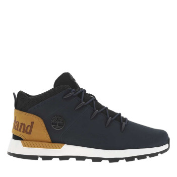 Bottines en cuir nubuck bleu marine à talon plat et à lacets ronds