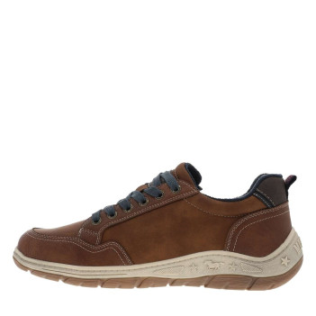 Sneakers cognac à talon plat avec des lacets et un zip latéral