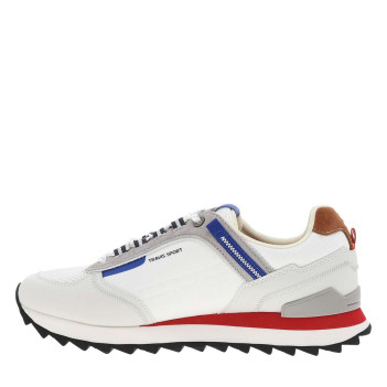 Baskets running blanches à talon plat avec des lacets et une semelle crantée