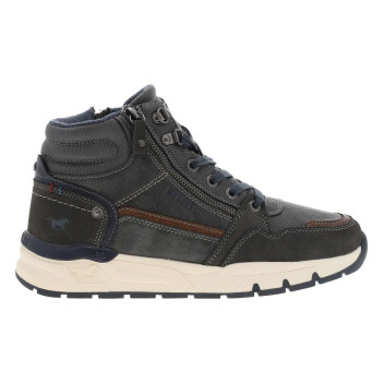 Baskets running grises à talon plat avec un zip et des lacets ronds