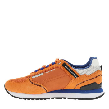Baskets running orange en cuir avec un talon plat et des lacets