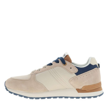 Baskets running en cuir beiges à talon plat avec deux paires de lacets