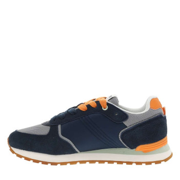 Baskets running en cuir bleu marine à talon plat avec deux paires de lacets