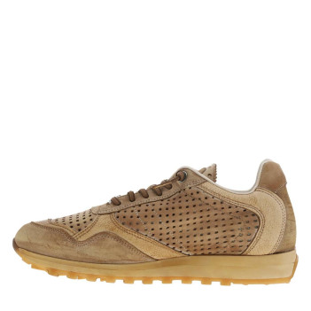 Baskets running en cuir brunes à talon plat et à lacets ronds