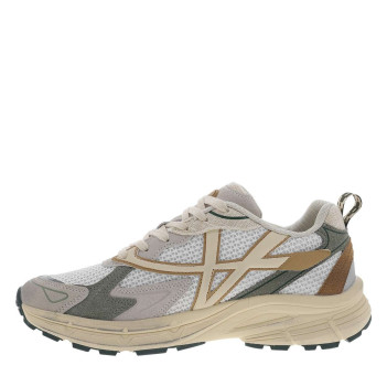 Baskets running beige à semelle plate avec du mesh sur le pourtour