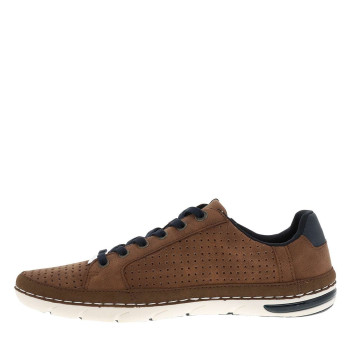 Sneakers cognac à talon plat avec des lacets et un zip latéral