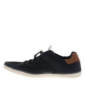 Sneakers bleu marine en mesh sur le pourtour avec des lacets élastiqués