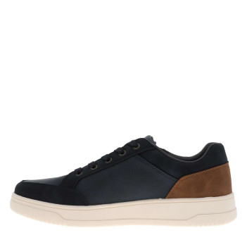 Sneakers bleu marine à talon plat avec un zip latéral et des lacets plats