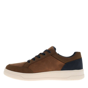 Sneakers cognac à talon plat avec des lacets et un zip latéral