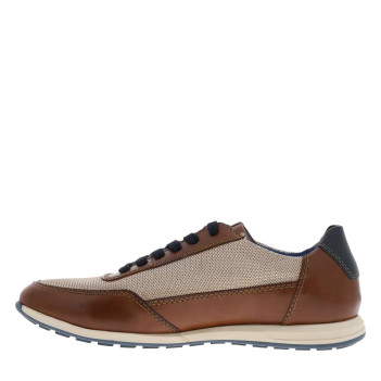 Sneakers cognac à talon plat avec un logo imprimé sur le côté
