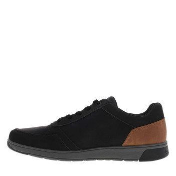 Sneakers noires à talon plat avec des lacets et un zip latéral