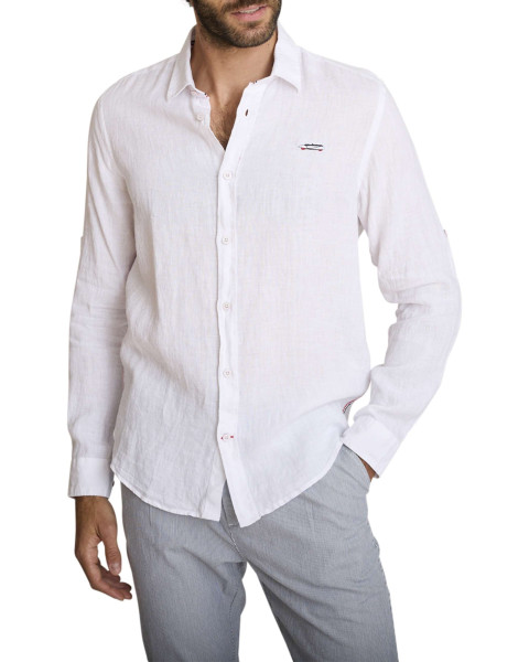 Chemise en lin blanc à...
