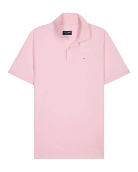 Polo en coton rose uni avec...
