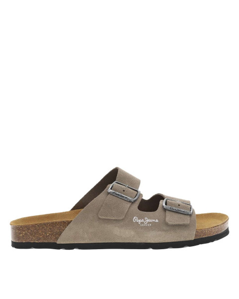 Mules en cuir kakis claires...