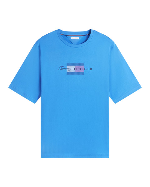 T-shirt en coton bleu à...