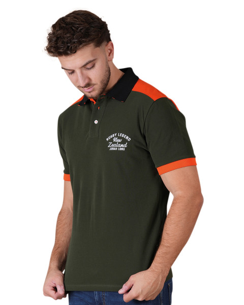 Polo en coton kaki à...