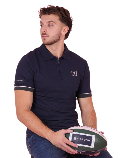 Polo en coton marine à...