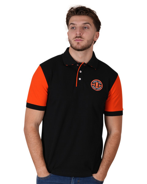 Polo en coton noir à...