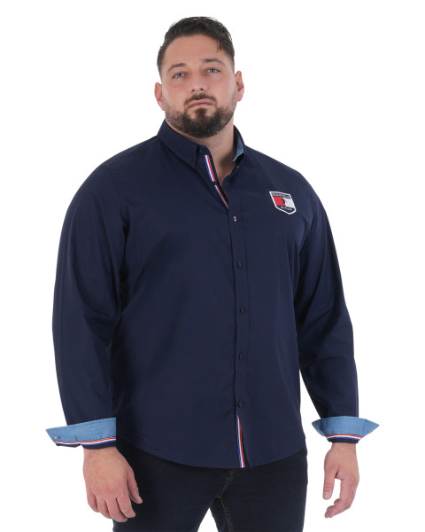 Chemise en coton marine à...