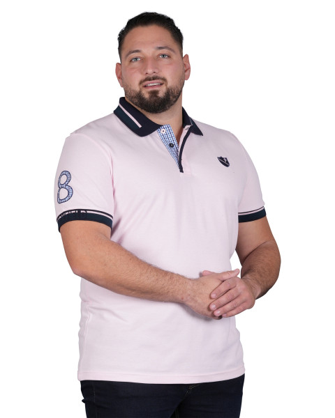 Polo en coton rose uni avec...