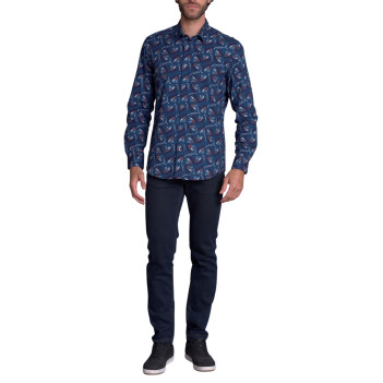 Chemise en coton nuit imprimé avec une coupe droite et un col français