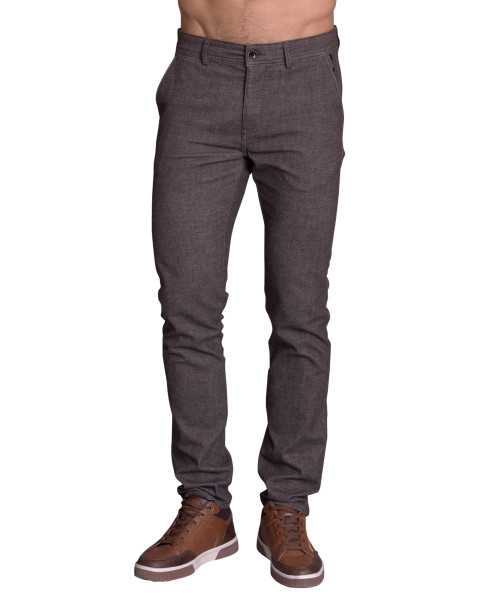Pantalon chino taupe uni à...